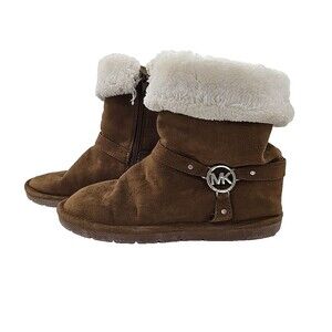 Michael Kors Faux Fur Faux Suede Boots Womens 5 Brown Designer Winter Y2K Cozy